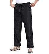 MoFiz Regenbroek voor heren, waterdicht, winddicht, licht, ademend, opvouwbare wandelbroek, motorfiets, met zakken met ritssluiting, Zwart, M