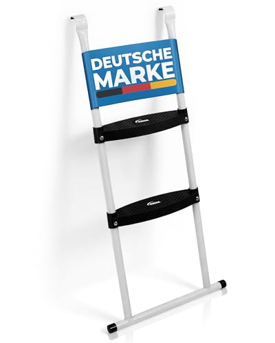 Terena Trampolinleiter 97 cm Trampolinleiter mit Kunststoffstufen Stabile Leiter für Trampoline Wetterfeste Trampolin Leiter zum Einhängen Rutschfeste Trampolin Treppe für Kinder & Erwachsene