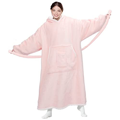 ZooLLyn Wearable Blanket Hoodie Flannel Sherpa Fleece Blanket Sweatshirt for