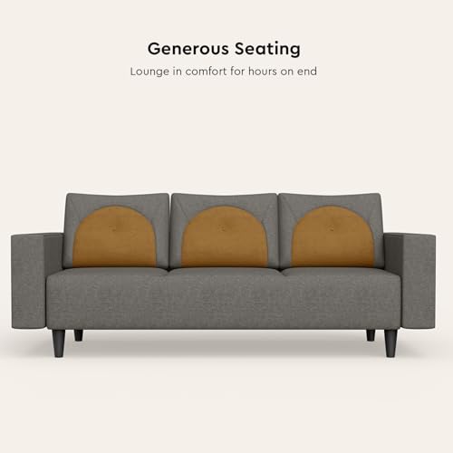 Image of Interio by Godrej Sofa Windle 3-Seater Fabric Sofa for Living Room, 3-Years Warranty, Solid Wood, Taupe and Camel