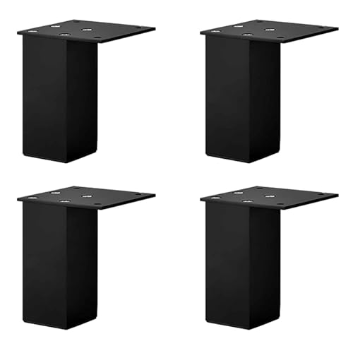 Dwinenixtor Patas para Muebles Metal, 4 Pcs Pies de Mesas Réglable Pies de Mueble 3-40cm Pata para Mueble Aluminio | Acabado Anodizada Negro Patas Soporte Cuadrado Pata para Gabinete 5cm/2'