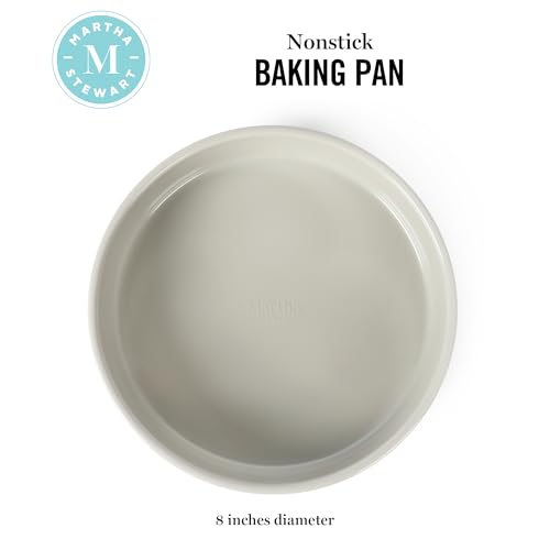 Martha Stewart Gallen 8-Inch Round Nonstick Carbon Steel Cake and Bake Pan – Cool Grey, Durable Bakeware for Even Baking and Easy Release - image 2