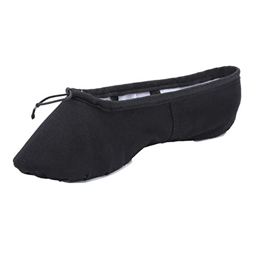 Girls Ballet Elastic Band Dance Shoes Canvas Gymnastics Flats Split Sole Shoes Kids Sneakers High (Black, 4-4.5Years)