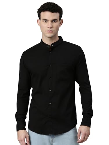 Image of WHITE HEART Men's Solid Cotton Regular Fit Full Sleeve Shirt | Classic Button-Down with Spread Collar, Everyday Casual & Formal Wear