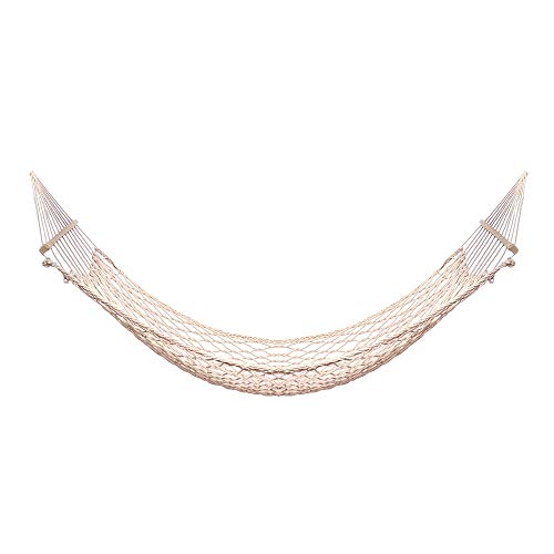 DIGJOBK Hamacs d'extérieur portable pour 1 à 2 personnes en maille de coton blanc pour porche, plage, terrasse, chambre à coucher