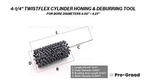 Image of 4-1 /4 inch 240 Grit Silicon Carbide TwistFlex Cylinder Hone for 4 inch- 4.27 inch Bores | Flexible Cylinder Honing, Deburring, Cross-Hatch Finishing Tool for Mild Steel, Stainless, Cast Iron, Softer Ferrous Metals