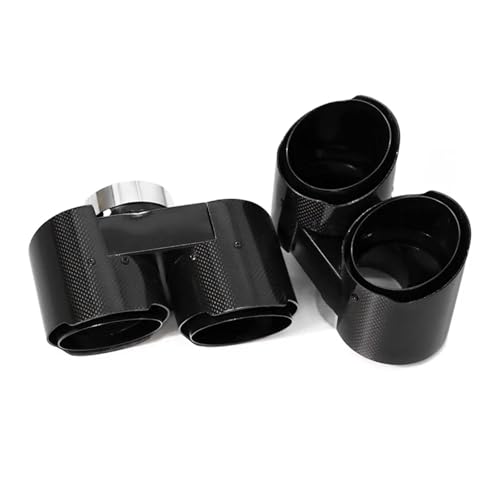 と互換性がある BMW G20 G21 330i 330d 330e 320i ラウンドマフラーアップグレード クワッドステンレススチールカーボンファイバーテールパイプ排気システムに対応(Carbon Fiber E)