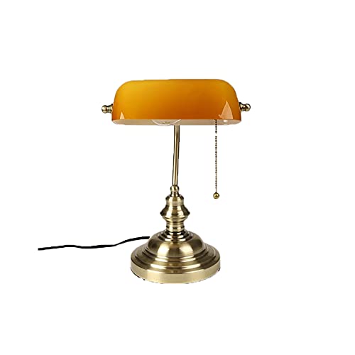 shengyi Bankers Table Lamp Retro Industrial Classical E27 Glass lampshade Cover Switch Desk Lights for Bedroom Study Reading Desk Lights for Office