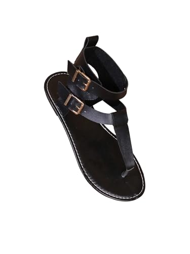 GORGLITTER Women's Gladiator Strap Sandals Flip Flops Fisherman Buckle Thong Sandals Open Toe Ankle Strap Flat Slides