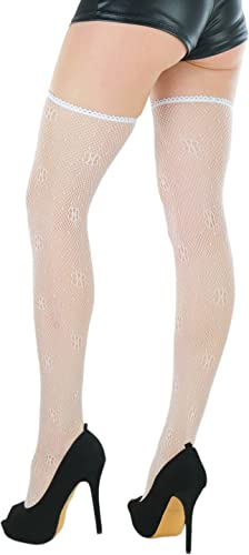 Image of ToBeInStyle Women's Sexy Nylon Versatile Fine Fishnet Thigh High Stockings w /Opaque Band