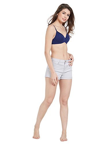 Image of SOIE Women's Solid Semi /Medium Coverage Padded Non-Wired Satin Panelled T-Shirt Bra