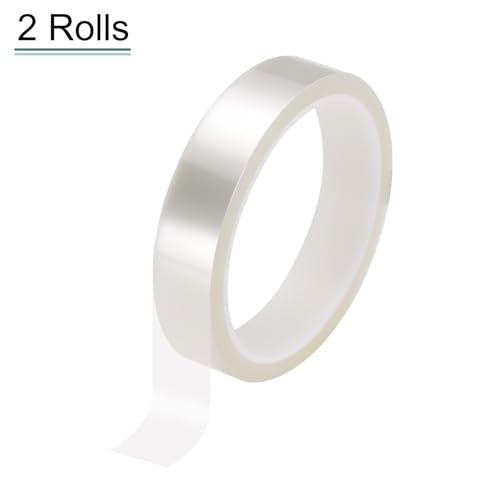 Image of HARFINGTON 2 Rolls High Temperature Masking Tape 4 /5 inch x108ft(20mmx33m) 0.05mm Thick PET Film Silicone Adhesive Heat Resistant Tapes for Heat Press Anodizing Circuit Board, Transparent
