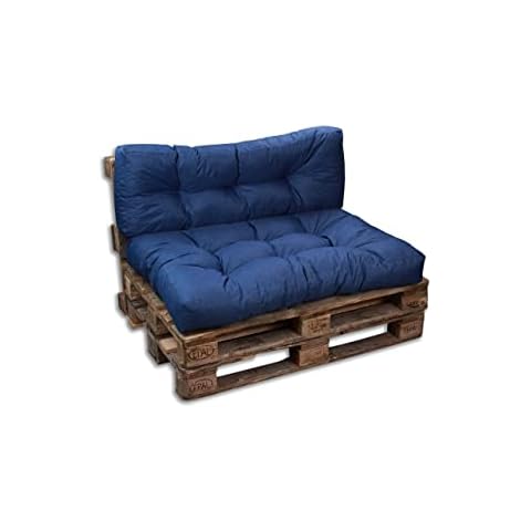 bananair - Pallet Cushions/Mattress, Sofa, Chair, Seat for Euro Pallet - Seat and Back (Blue, Set 1 Backrest 120 x 40 cm + 1 Seat 120 x 80 cm) Cover