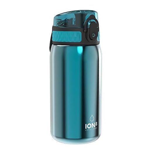 Ion8 Borraccia Inox Leggero per Bambini, 400ml, Non Isolato, a Prova di Perdite, Facile da Aprire, Serratura Sicura, Lavabile in Lavastoviglie, Facile Pulizia, Durevole e Antigraffio, Acqua