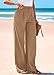 KIRUNDO Wide Leg Dress Pants for Women High Waisted Office Work Trousers Business Casual Slacks Button Flowy Palazzo Pant(Khaki, Large)