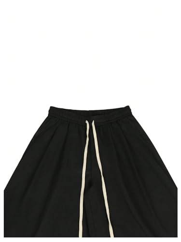 OYOANGLE Men's Drawstring Waist Wide Leg Pants Baggy Trousers with Pocket4