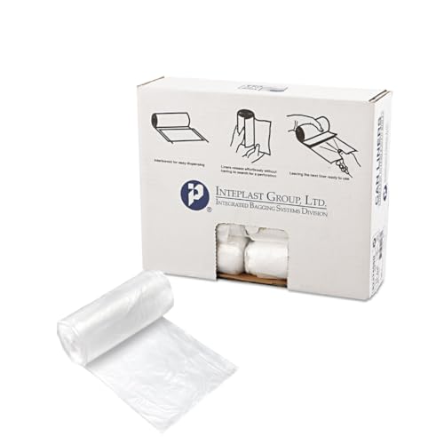 Image of Inteplast Group High-Density Commercial Can Liners, 10 gal, 8 microns, 24 inch x 24 inch, Natural, 50 Bags /Roll, 20 Rolls /Carton