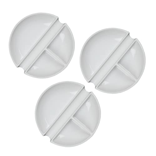 HOMSFOU 3Pcs Portable Imitation Porcelain Paint Trays Multi Functional Round Ink Plates for Calligraphy Art Lightweight Color Mixer for Students and Adults Porcelain White
