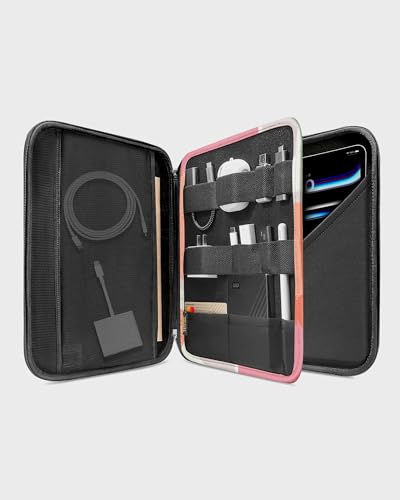 Portfolio Case for Ipad Pro 12.9-Inch 2018&2020,Protective Sleeve with Accessories Pocket,Carrying Storage Bag for Ipad Pencil/Adapter/Hubs/Cables/Magic Keyboard Fit Surface Pro 12.3,Orange