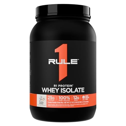 Rule 1 R1 Proteína, Creme de Baunilha – 900 g em pó – 25 g Whey Isolado e Hidrolisado + 6 g BCAAs – 30 porções