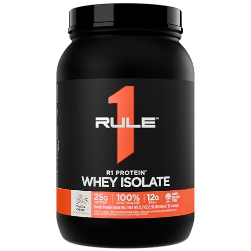 Rule 1 R1 Protein Whey Isolate - with 25g Protein & 6g BCAA Exclusively from Isolated & Hydrolyzed Sources for Workout Recovery (2 Pounds*, Vanilla Créme)