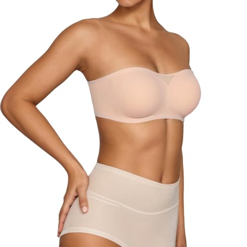 Soutien-gorge sans bretelles push up sans couture gris clair taille S pour femme en été