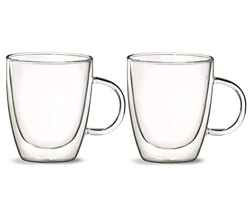 Aqualogis doble pared con aislamiento térmico de cristal u0096 té y café 300 ml, juego de 2