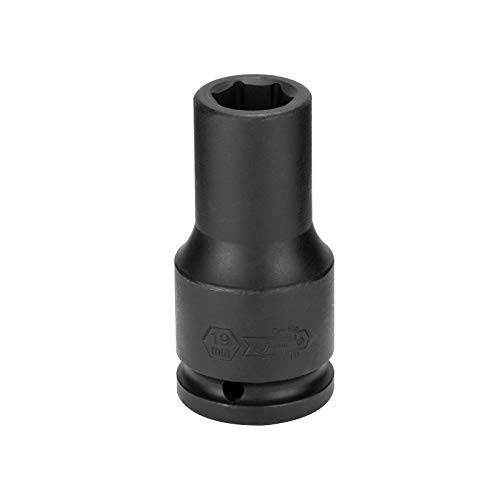 Image of Jetech 19mm Deep Impact Socket, 3 /4-Inch Drive 6-Point Metric Socket, Heat-Treated Chrome Molybdenum Steel, Extra Length for Heavy-Duty Truck & Machinery Repair