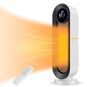 Keramische ventilatorkachel, 2000 W, 3 modi, thermostaat, 12-uurs timer, kantelbeveiliging, 100 graden oscillatieverwarming, voor thuis en op kantoor, wit groot scherm