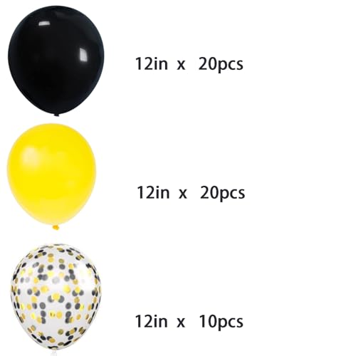 Image of We Moment 12 Inch Yellow Black Balloons Confetti Latex Balloon for Yellow Black Party Decorations,Pack of 50