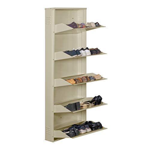 Image of DELITE KOM Wall Mounted Metal Shoe Rack (Ivory, 5 Shelves, 24 Inches)