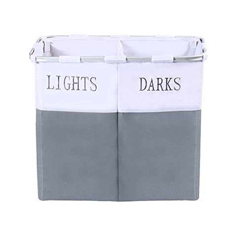 Grey and White Aluminium Folding Laundry Basket Cover