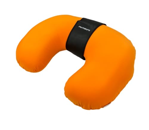 C字フィットクッション オレンジ 【 眠りの専門店マイまくら 】パウダービーズ ほっとひとやすみピロー 足枕 首枕 クッション 腰当て 腰枕 洗えるカバー U字 リラックス (オレンジ, C字型(50×63p))