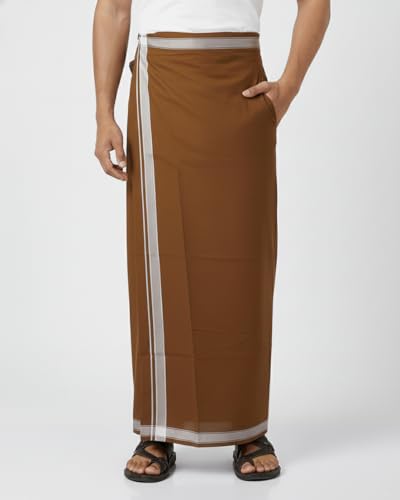 Image of TUNI MANI Kerala Style Men's Cotton Welcro Pocket Dhoti, Vesti /adjustable for all size (Single Dhoti)