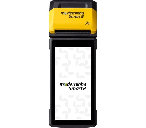 Máquina de Cartão Moderninha Smart 2 Pagbank, com Display Touch, Portátil, Conexão Sem Fio 4G grátis e Wi-fi