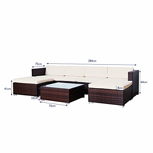 BJYX gartenlounge Lounge Rattan Set Couch Sofa Garnitur braun Gartenmöbel – Bild 5