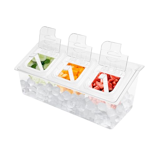 DreamRcoach Ice Chilled Condiment Caddy with 3 Compartments, 6