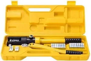 Dehmy 16 Ton Hydraulic Crimping Tool 12 dies 10-300 mm2 for Copper, Aluminum Terminal Pliers YQK-300 manual crimper