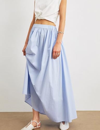 Womens Summer Long Skirt High Waist Pleated A-Line Casual Flowy Fairy Skirts4