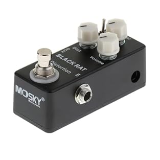 Classic distortion tone. True bypass Mini size, durable aluminum alloy body LED indicator shows the status of effect Black Rat Distortion Guitar Effect Pedal for Guitar Parts Accessories Rubber pads on the backside is anti-skid, which enhances the st...