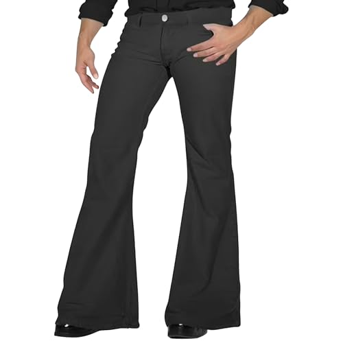 70s Outfits for Men Vintage Disco Flared Jeans Men Classic Bell Bottoms Denim Pants with Pockets