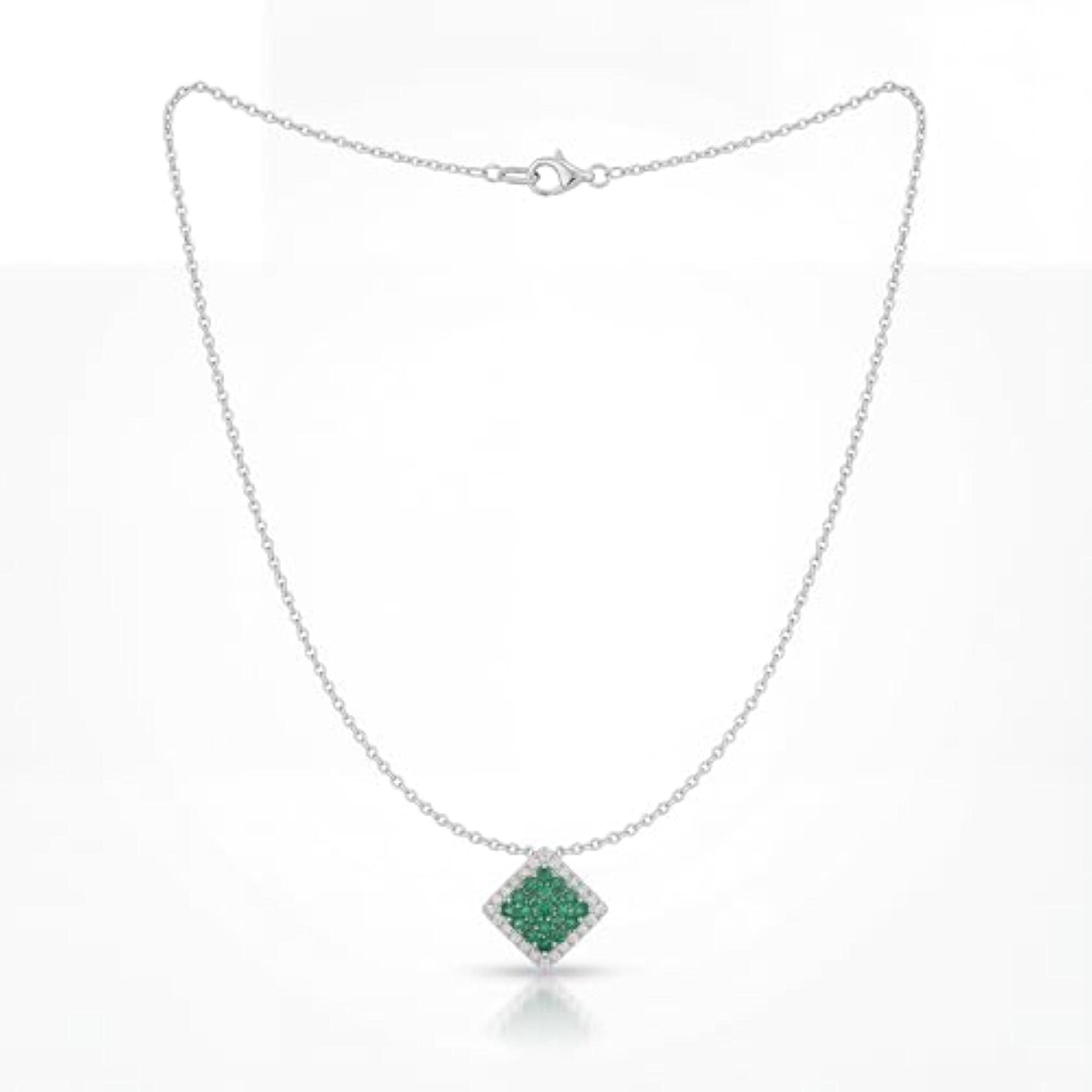 Women's Premium 92.5 Sterling Green Cluster Diamond Necklace