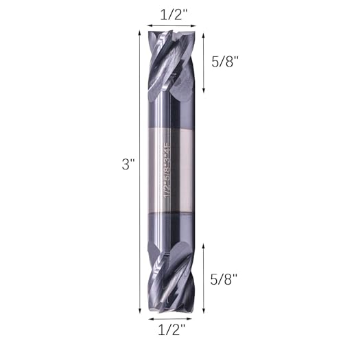 Image of 5Pcs 1 /2 inch 4 Flute Solid Carbide Square End Mill - Double End - AlTiN Coated | 35 Degree Helix, 1 /2 inch Cutting Diameter, 1 /2 inch Shank Diameter, 5 /8 inch Length of Cut, 3 inch Overall Length