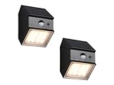 meineWunschleuchte 2er Set Solar Wandleuchte außen mit Bewegungsmelder...