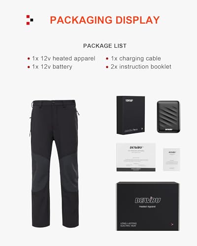 DEWBU Heated Pants for Men with 12V Battery Pack Fleece Lined Outdoor Softshell Pants Electric Heating Trousers 6