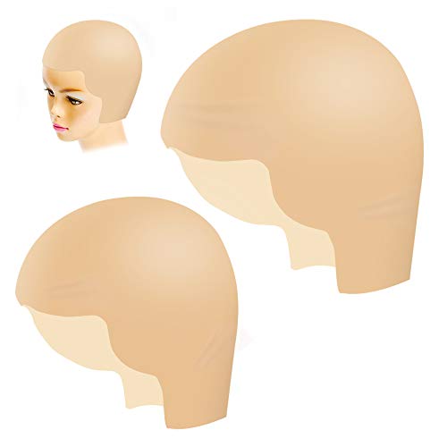 PACETAP 2 Pieces Bald Caps Makeup Latex Bald Caps Bald Head Wig Cap Halloween Makeup Cosplay Accessory for Kids Adults Teens(1pcs large + 1pcs small)
