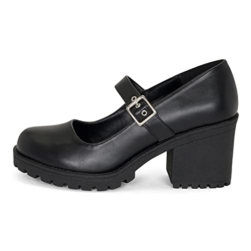 Chariot & Co Womens Platform Mary Janes Loafer Heels Ankle Strap Pumps | Chunky Lug Sole Shoes | Coquette Y2K Cosplay Ready Rush
