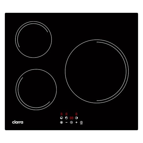 CIARRA Plaque de Cuisson à Induction - 3 Foyer 5600W - Table de Cuisson Encastrable - Commande Tactile - 9 Niveaux - CABBIH3-E