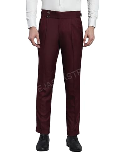 Image of FASHIONEMPIRE Men's Formal Trousers Front Pleated Double Button Gurkha Zion Pant Slim Fit | Stylish Formal Pant for Party and Casual Wear