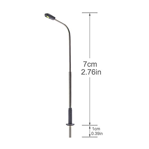 Evemodel 10 Stück Modell Lampe Spur H0 1:87 Peitschenlampen Straßenlampen Flexible Höhe Beleuchtung Modelllandschaftsbau (warm weiß)